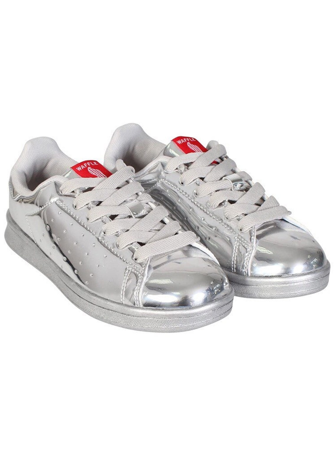 Womens High Fashion Silver Sneakers High Chic Party Trainers Etsy