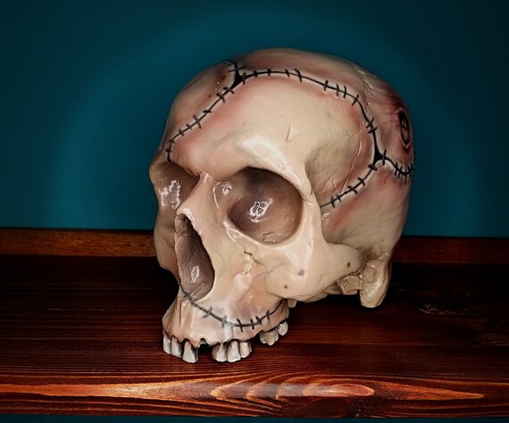 Handmade Skull Frankenstein Aerography Human Replica Interior Skull Tattoo
