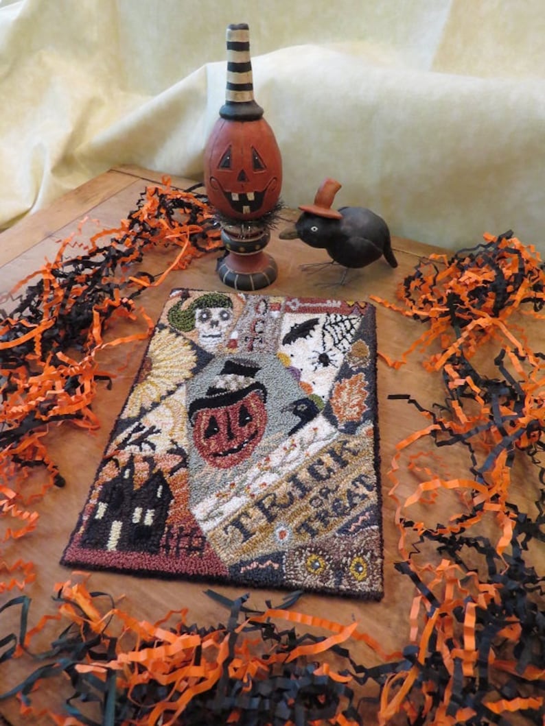 HALLOWEEN Collage...punch Needle Crazy Quilt Pattern Etsy