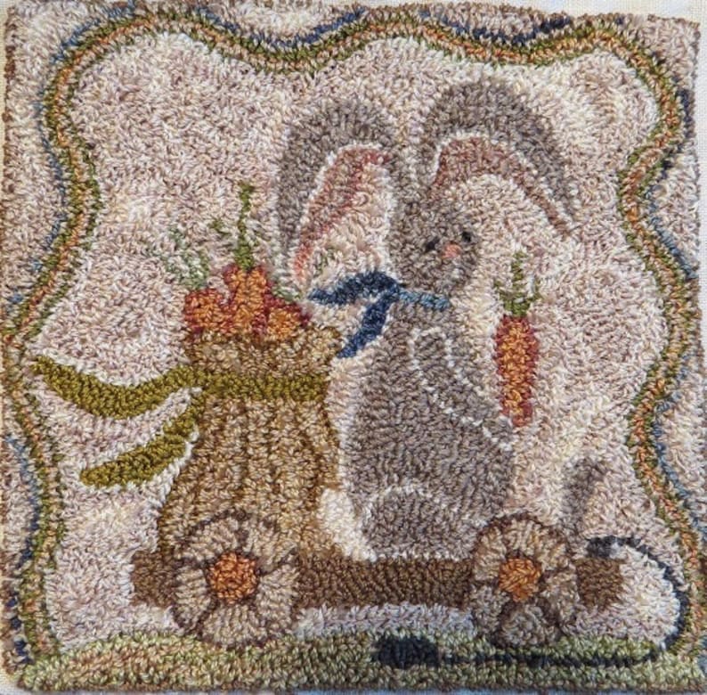 Punch Needle Pattern Bunny Pull Toy Etsy