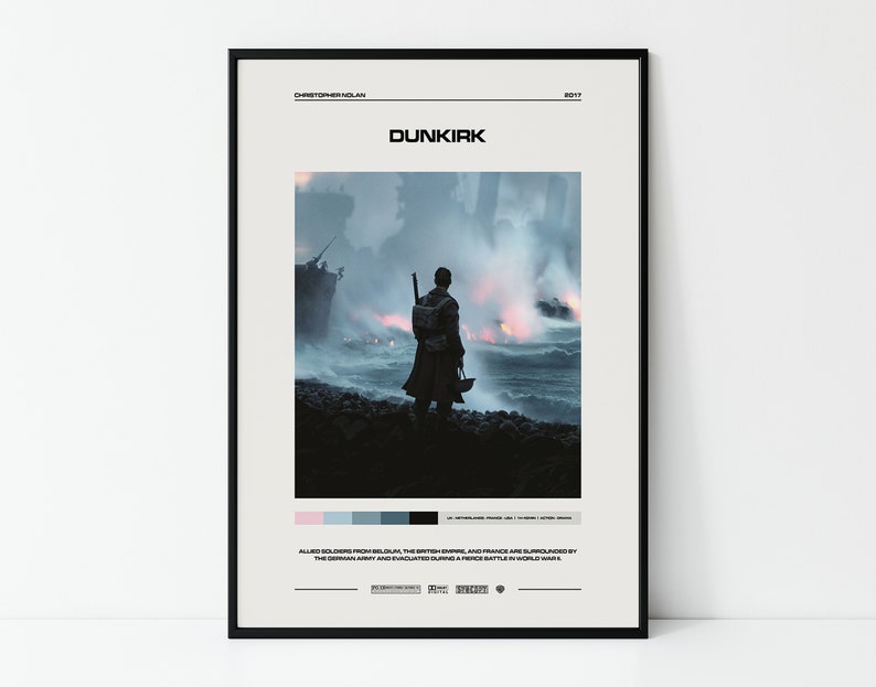 Art Print Christopher Nolan Vintage USEU Sizes Framed Poster Minimalist Movie Poster Retro Dunkirk Wall Decor