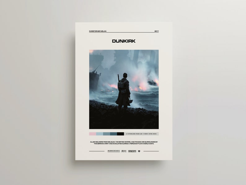 Art Print Christopher Nolan Vintage USEU Sizes Framed Poster Minimalist Movie Poster Retro Dunkirk Wall Decor