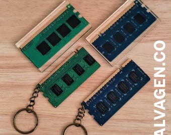 Upcycled Recycled Salvaged Computer RAM Processor Circuit Board PCB Keychain Keyring Gift Present for birthdays anniversaries Father's Day