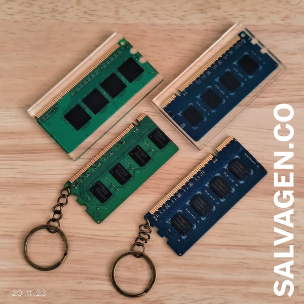 Upcycled Recycled Salvaged Computer RAM Processor Circuit Board PCB Keychain Keyring Gift Present for birthdays anniversaries Father's Day