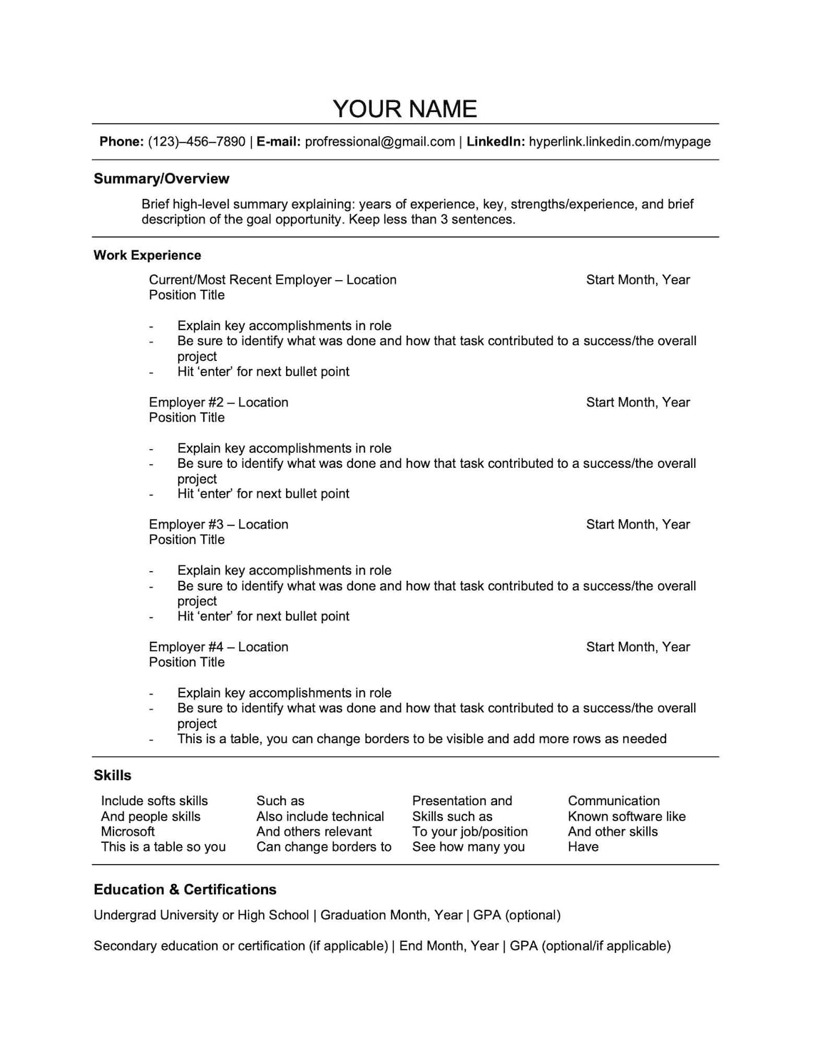 Minimalist Resume Template Etsy