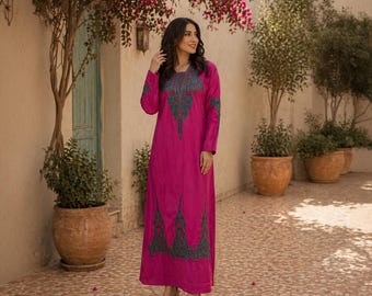 women Cotton caftan, boho maxi kaftan, egyptian embroidery abaya, summer clothes, wedding chic dress
