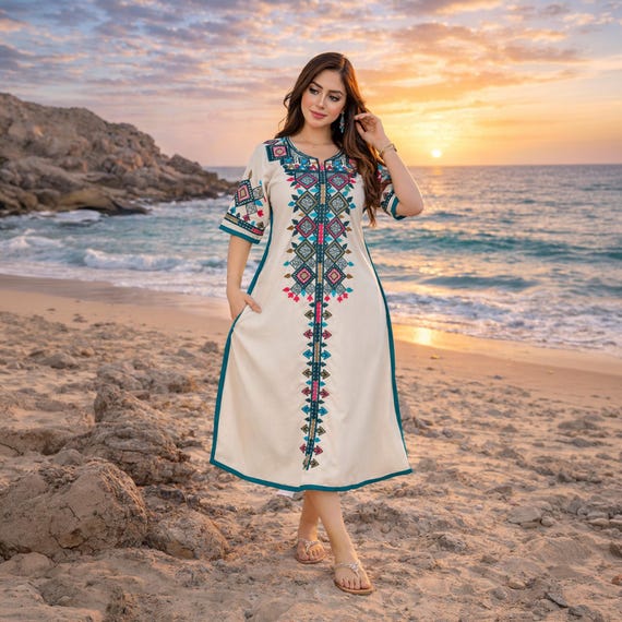 midi kaftan dress for women Debbie Katz Monaco Midi Kaftan  Women's Kaftan Beach Resort M