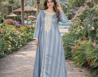 women Satin caftan, boho maxi kaftan, egyptian embroidery abaya, summer clothes, wedding chic dress