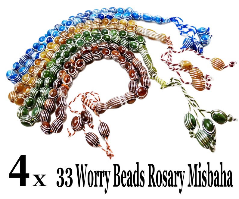Lot 4 Tasbih Prayer 33 Handmade Worry Beads Misbaha Muslim Islamic Zikr Rosary Gift Tasbeeh Islam Zikr Meditation