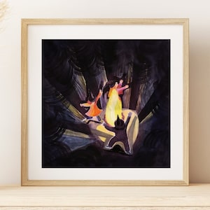 Cartel brujas ilustración halloween dibujo otoño decoración hoguera campamento habitación infantil cartel color otoño
