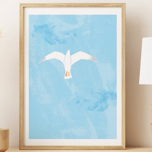 Poster di mare disegno tema marino blu illustrazione minimalista disegno poster di design decorazione della parete di uccelli illustrazione di animali bambini