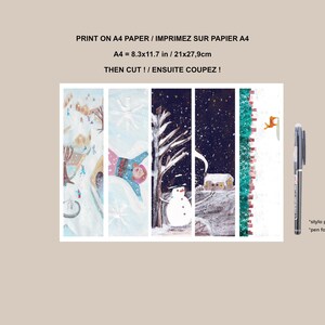 5 Marque pages Imprimer Marque page Hiver Cerf Dans La For t 