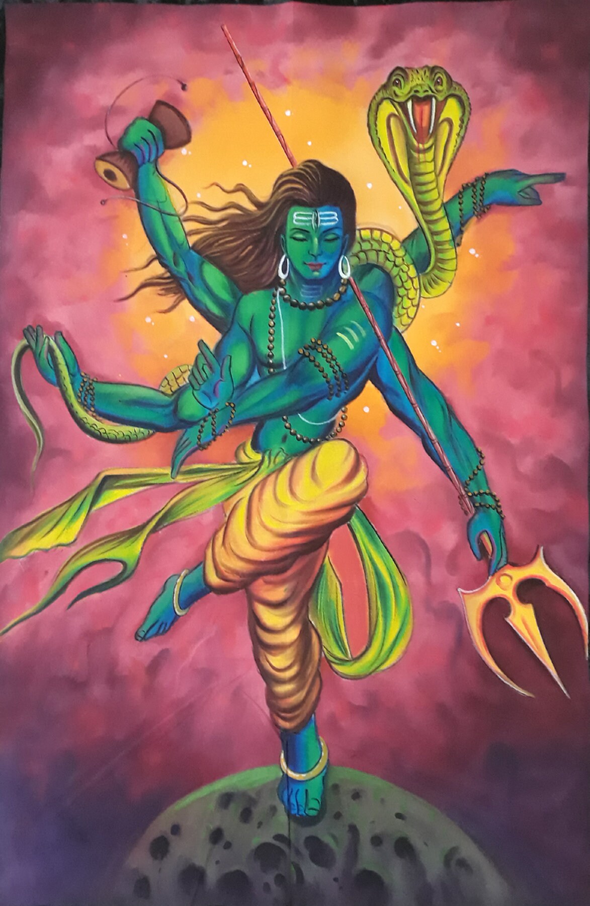 Natraja Shiva Fluorescent Painting Neon Colour Glow in - Etsy New Zealand Natraja Shiva Fluorescent Painting Neon Colour Glow in - Etsy New Zealand