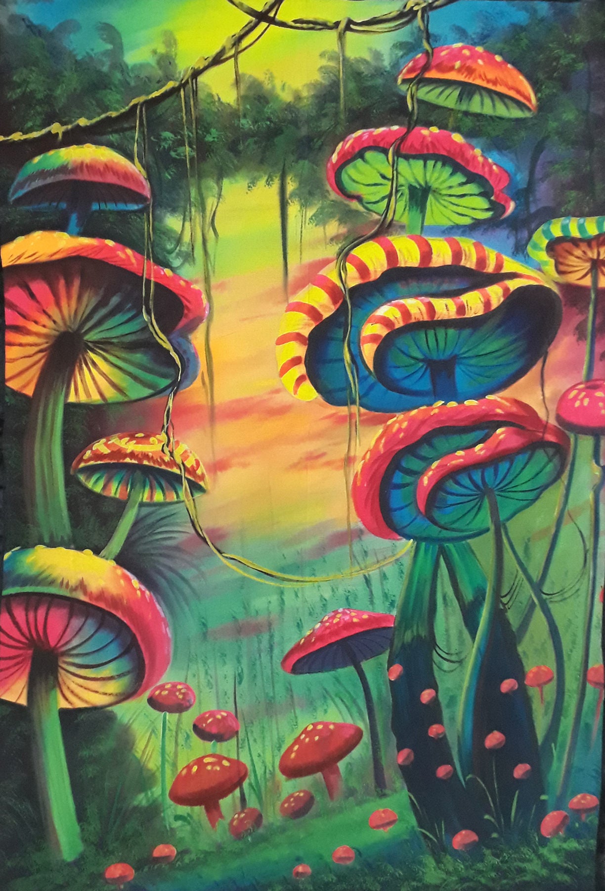 Acrylic Glow in dark under UV Light No need frame Fluorescent painting