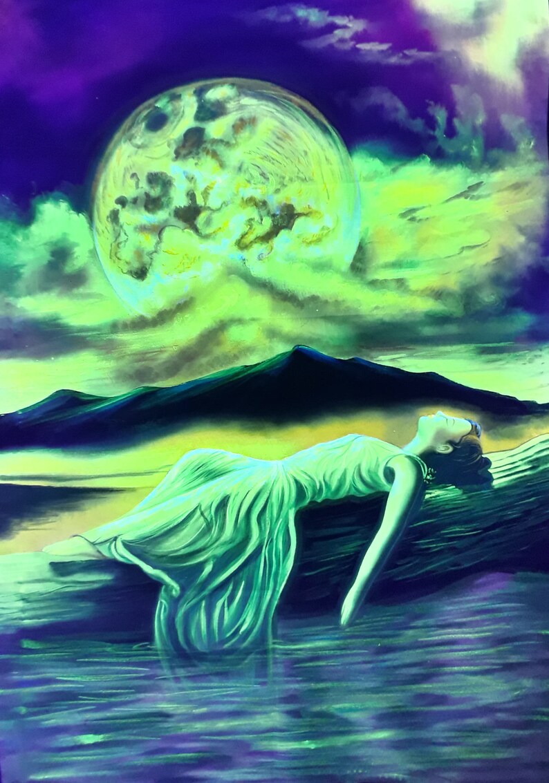 Nice women UV Glow Glow in dark Fluorescent painting Painting Handmade painting