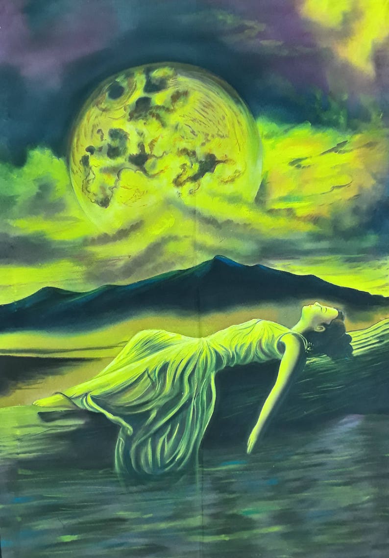 Nice women UV Glow Glow in dark Fluorescent painting Painting Handmade painting