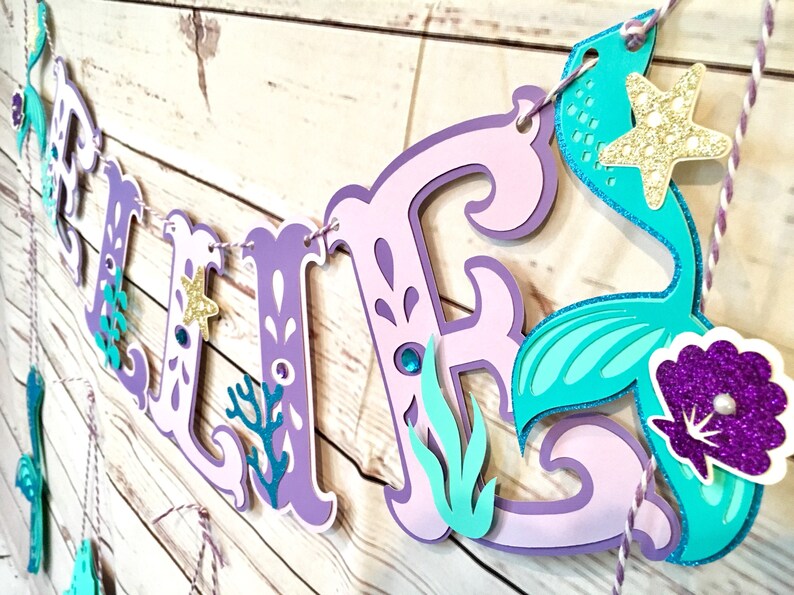 Under The Sea Birthday Banner Under the Sea Name Banner Mermaid Happy Birthday Banner Mermaid Name Banner Mermaid Party Banners
