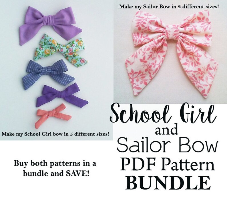 School Girl Bow PDF and Sailor Bow PDF patterns Nylon baby | Etsy