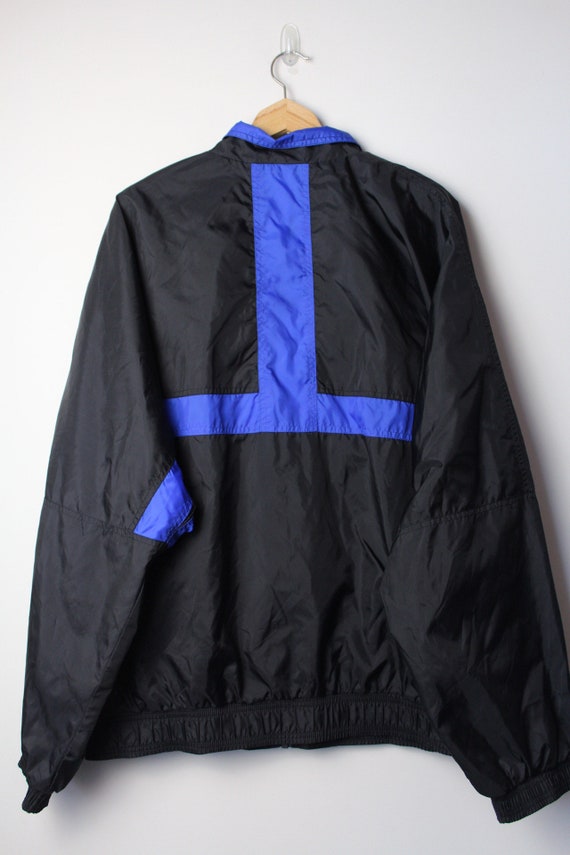 Vintage Adidas EPI Black and Blue Windbreaker Jacket - Gem