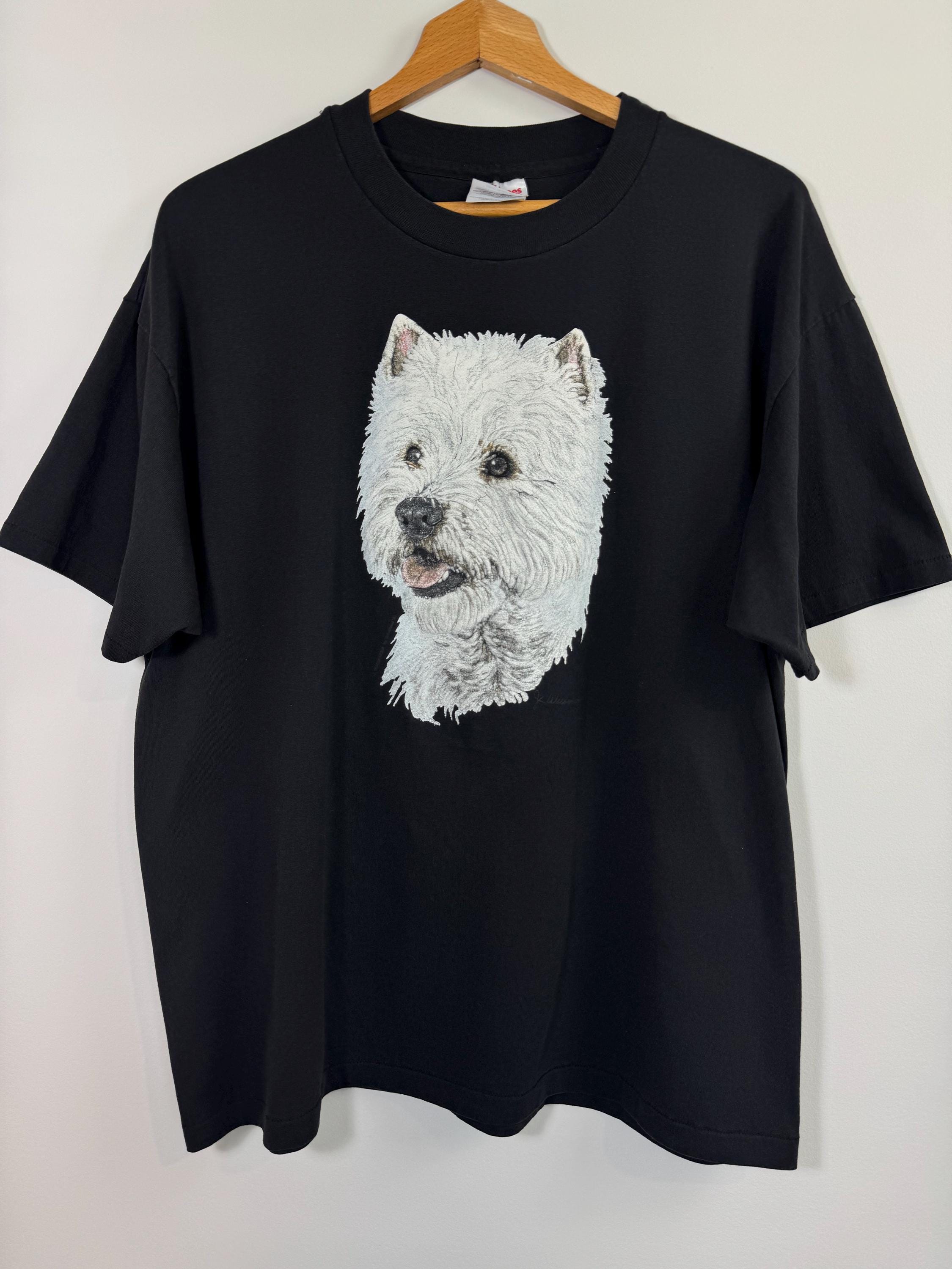 90s Vintage West Highland Terrier Westie Dog Illustration Graphic 