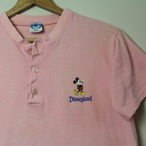 Vintage Pink Disneyland Mickey Mouse Logo Collared Polo Shirt