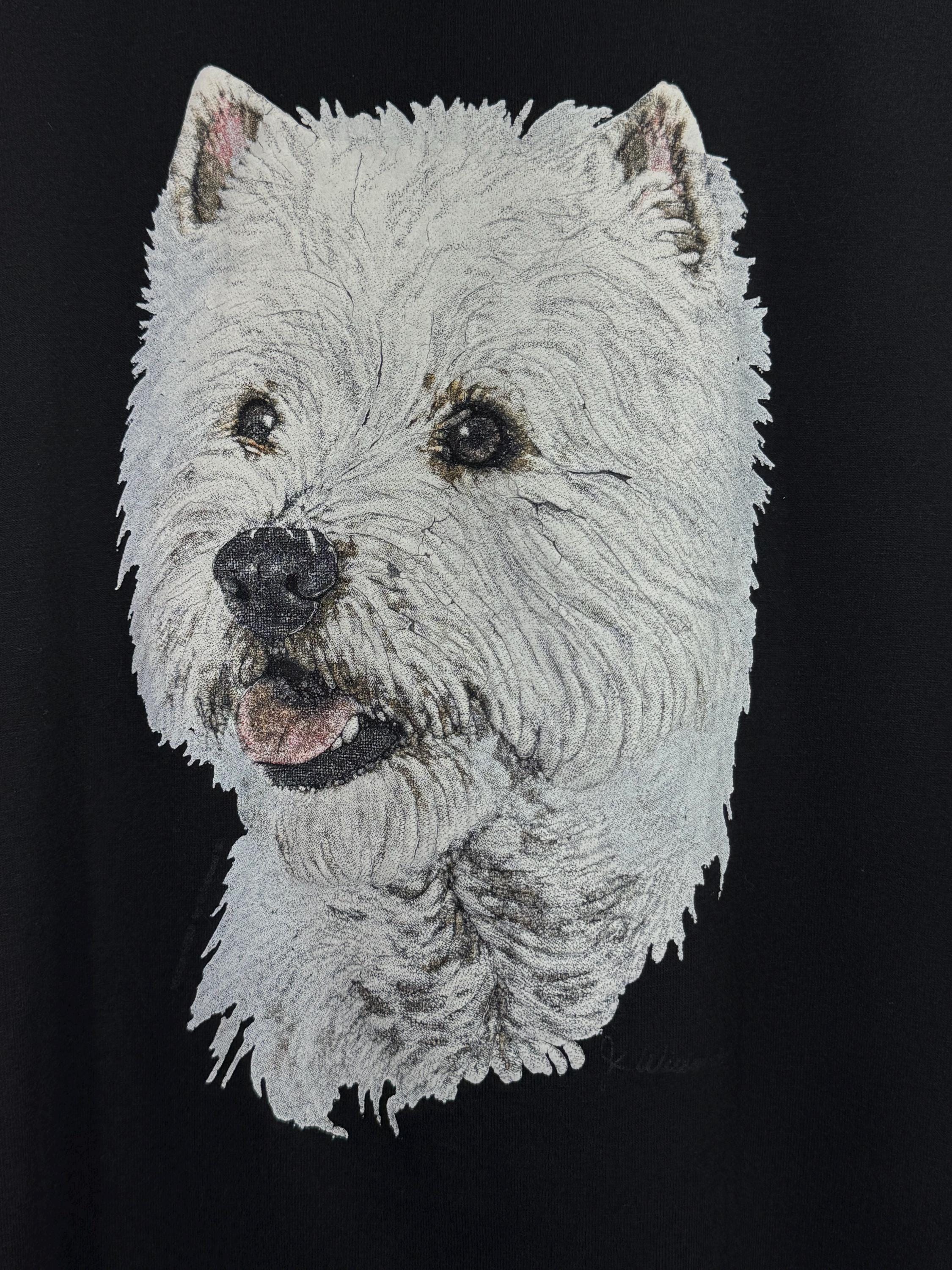 90s Vintage West Highland Terrier Westie Dog Illustration Graphic 