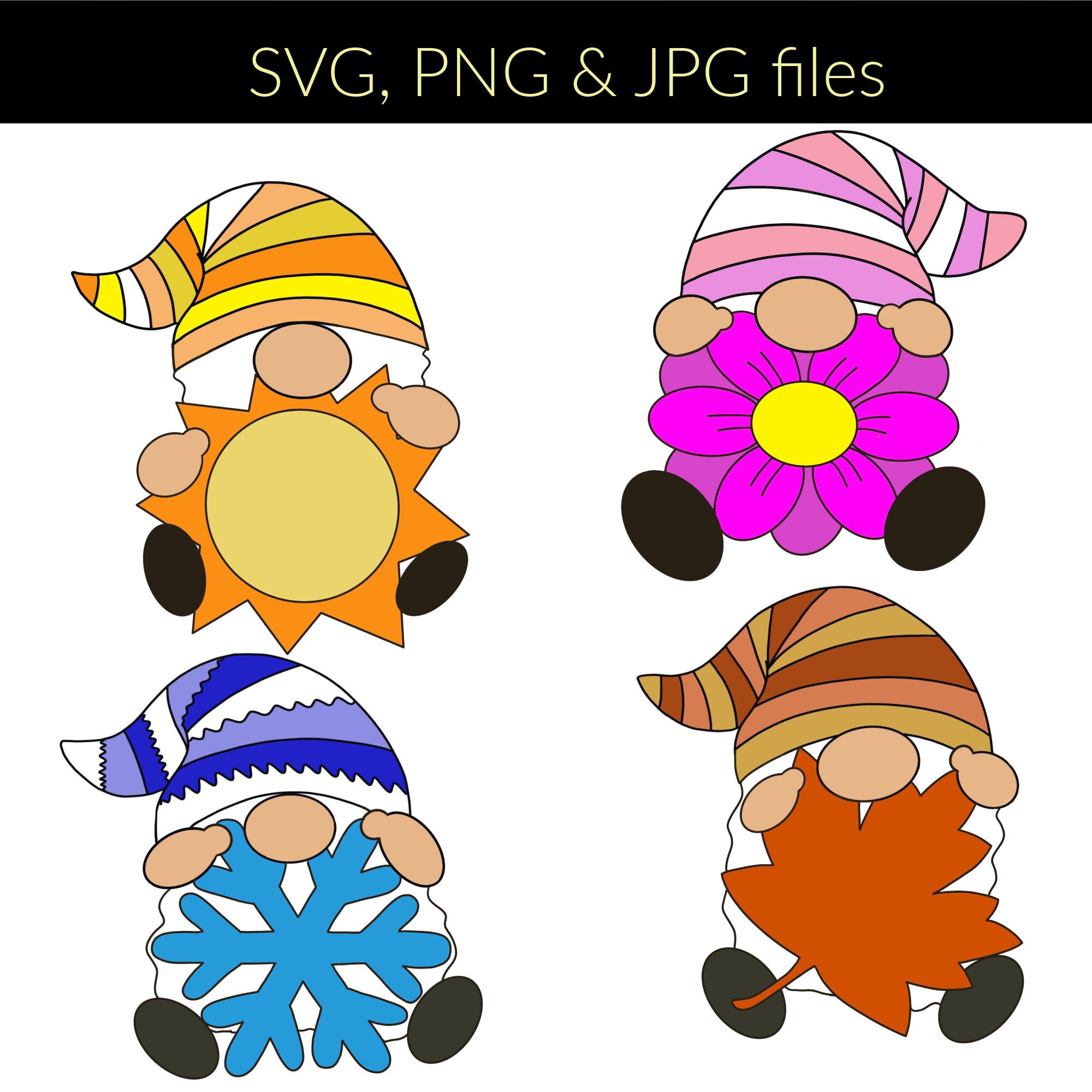 4 Gnomes Seasonal Gnome SVG JPG PNG Files Spring Summer Fall Winter ...