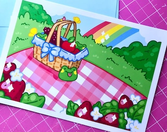 Froggy Picnic Art Print