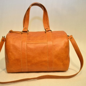Grand sac polochon en cuir : sac de voyage de week-end fait main