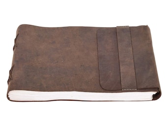 Handmade Full Grain Leather Journal: Antique Style Unlined Paper (7x10")