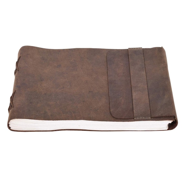 Handmade Treasure Antique Unlined Paper Leather Artists Journal 7x10" (Brown) | Full Grain Leather, Hunter Leather