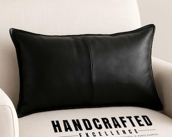 Handmade Leather Cushion Cover : Decorative Pillow Cover 20 x 12 Inch - Pack of 2