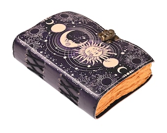 Vintage Sun And Moon Antique  Journal  Handmade Vintage Paper Leather Blank Notebook