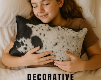 Handmade Hairon Leather Cushion : Decorative Pillow Cover 20 x 12 Inch - 2 piece