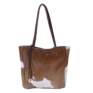 Handmade Cowhide Leather Tote Bag: Everyday Shopping Bag