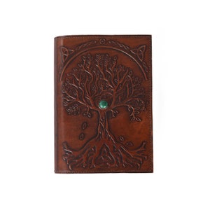 Dziennik skórzany Tree OF Life, 6X8 cali, tłoczona okładka Tree Of Life, dziennik prezent dla mężczyzn i kobiet (200 stron, brązowy)