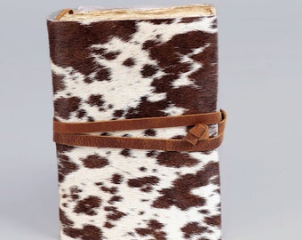 Cowhide Leather Journal: Handmade Travel Writing Notebook with Antique Paper