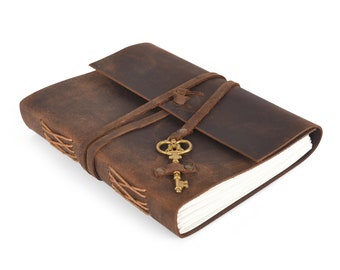 Handmade Full Grain Leather Journal: Hunter Leather Notebook, Sketchbook