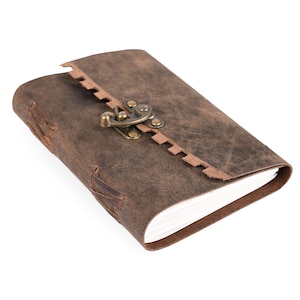 Handmade Treasuree Classic Leather Journal, Un-ruled Notebook/ Sketchbook l Full Grain Leather, Hunter Leather