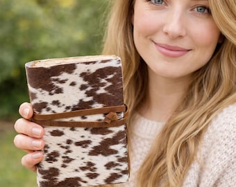 Cowhide Leather Journal: Handmade Travel Writing Notebook with Antique Paper