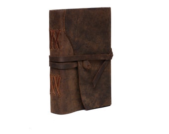 Handmade Treasuree Classic Leather Journal, Un-ruled Notebook/ Sketchbook l Full Grain Leather, Hunter Leather