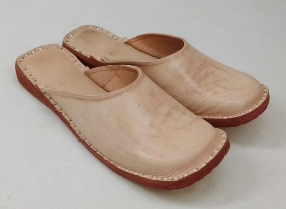 tan slip on mules