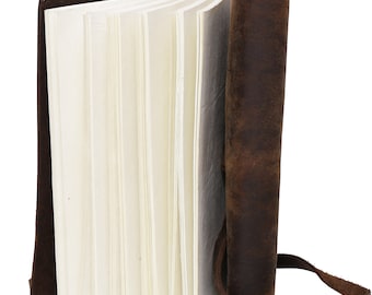 Handmade Full Grain Leather Journal : Hunter Leather Notebook, Sketchbook