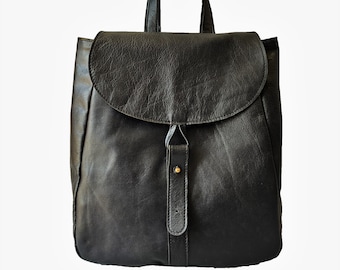 Leather Backpack, Black Backpack, Casual Backpack