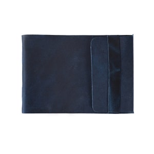 Handmade Treasure Antique Unlined Paper Leather Artists Journal 7x10" (Blu) / Pelle pieno fiore, Hunter Leather