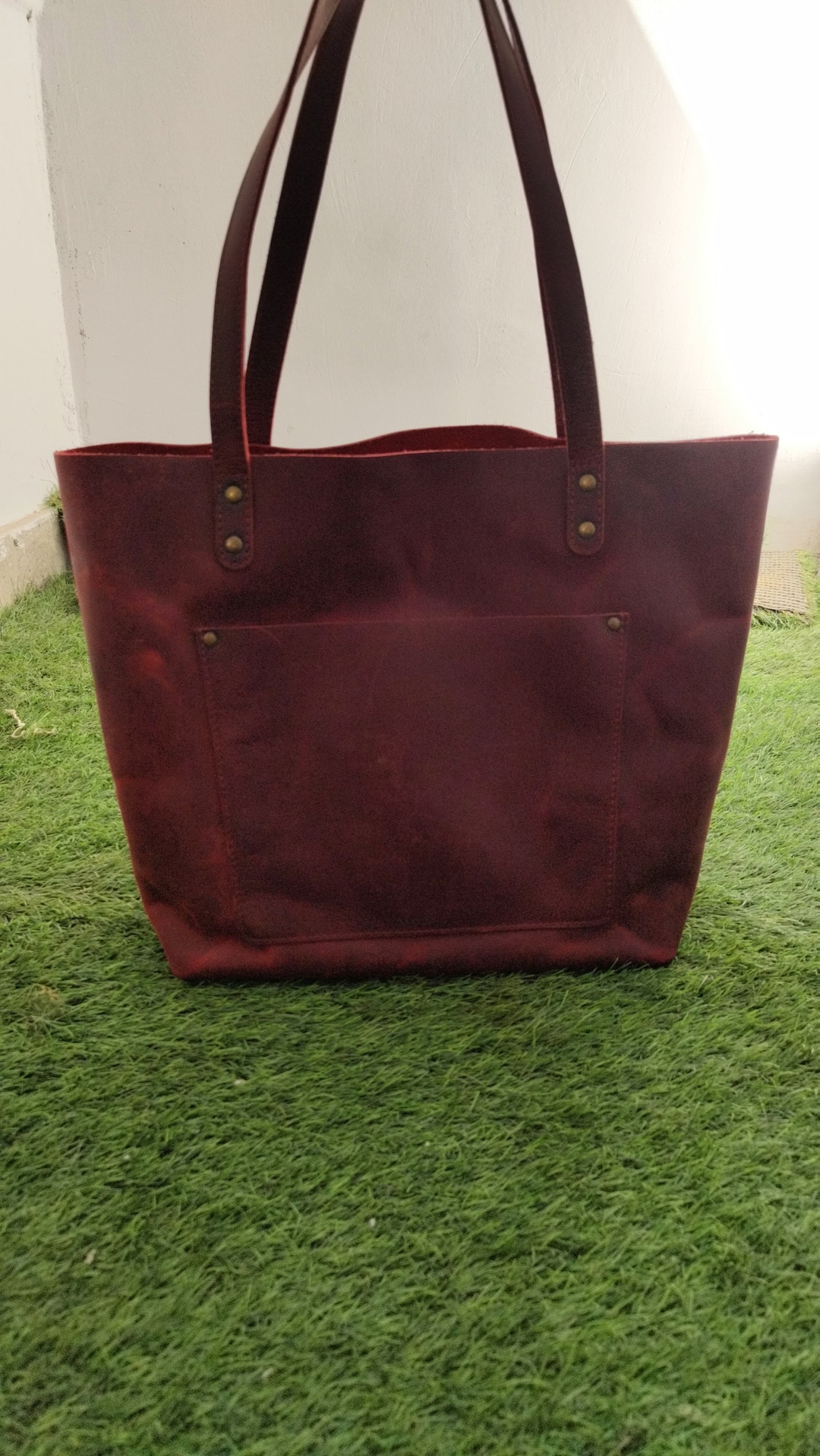 Leather Basic Tote Bag, Handmade Handbag Tote Classic Leather Tote Bag ...