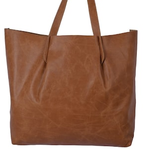 Handmade Full Grain Leather Tote Bag: Everyday Carry-On