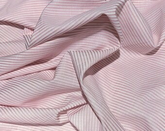 Pink and White Stripe Italian Silk Cotton by the yard 58" wide