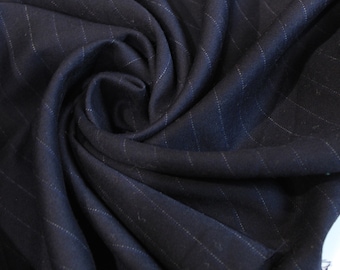 Navy Pinstripe All Wool Flannel fabric 58" wide