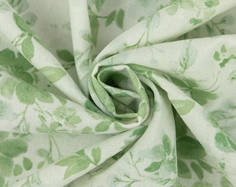 Green Spring Linen Cotton Blend Fabric by the yard 55" wide